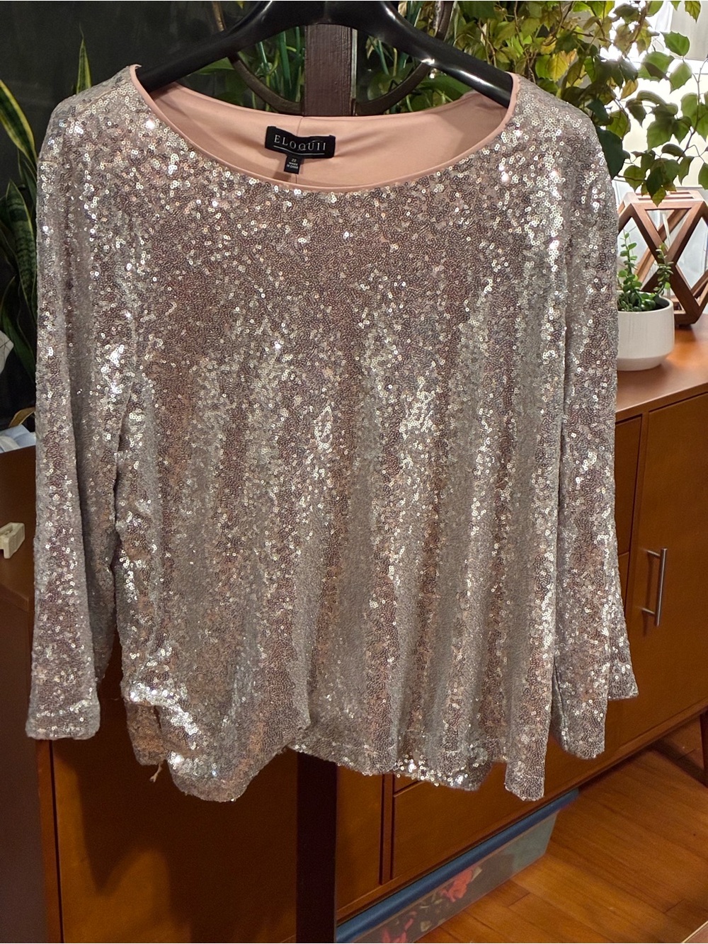 Eloquii Silver Sequin Top sz 22